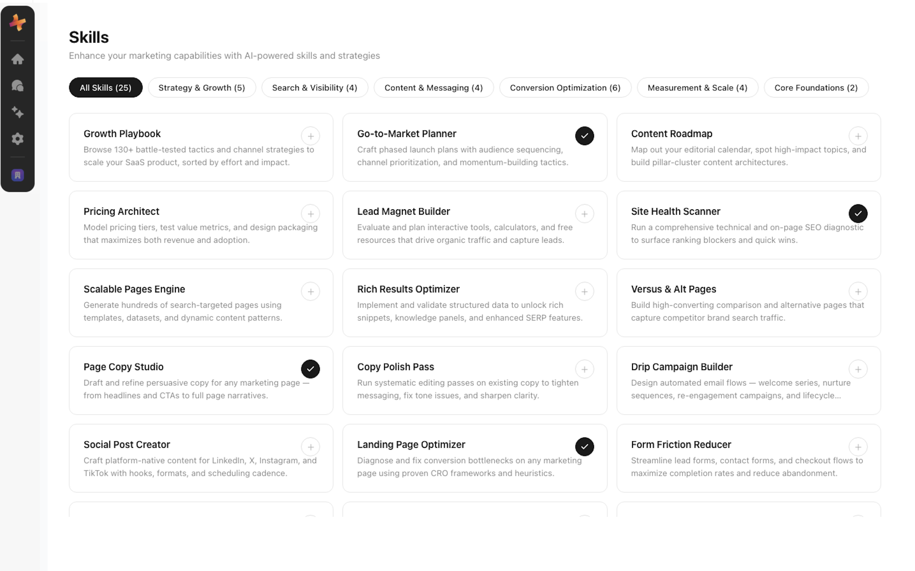 Pre-built skills for every marketing job